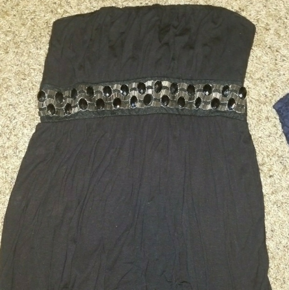 Francesca's Beaded Black strapless dress